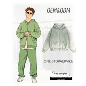 OEM ODM Custom Hoodie Manufacturing Hoodies Set Green Apparel Sets