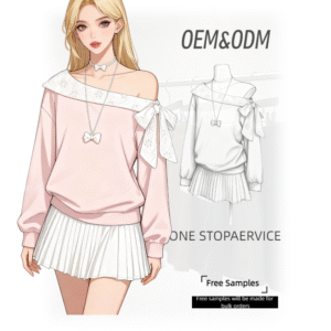 One-Stop Service for Women's Fashion Outfits Off Shoulder Bow Detail Sweatshirt Pleated Skirt Sets