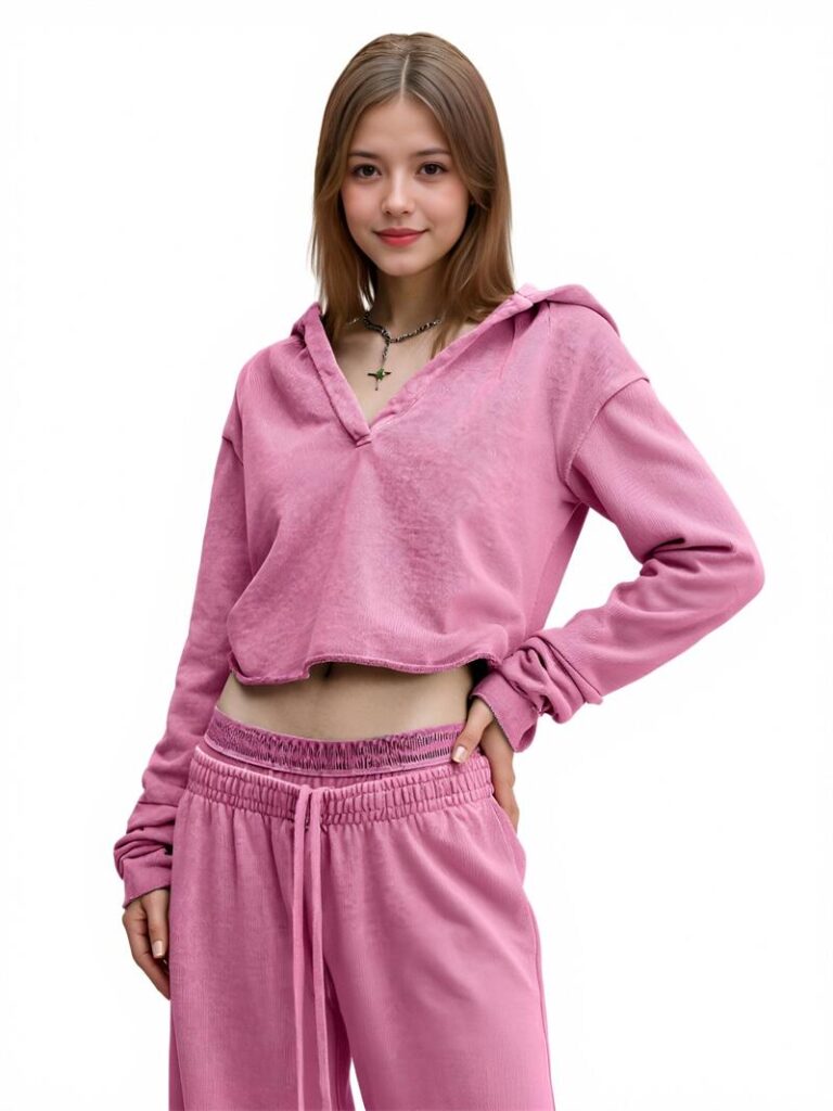 Custom Women Clothes Pink Hoodies Fleece High Weight Sweatshirt