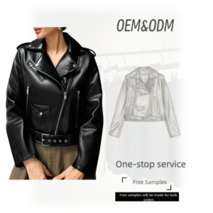 Custom Leather Coat OEM ODM Women Black Coat Casual Coats