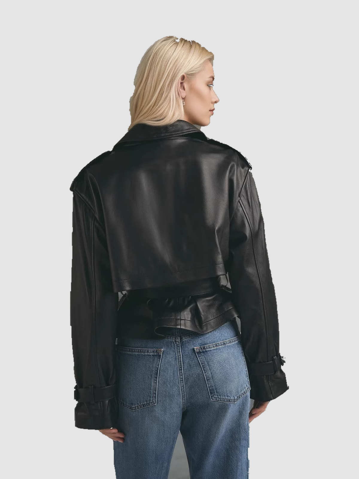 PF2507054 02-model-back PF2507054 belted faux leather jacket: 02-model-back