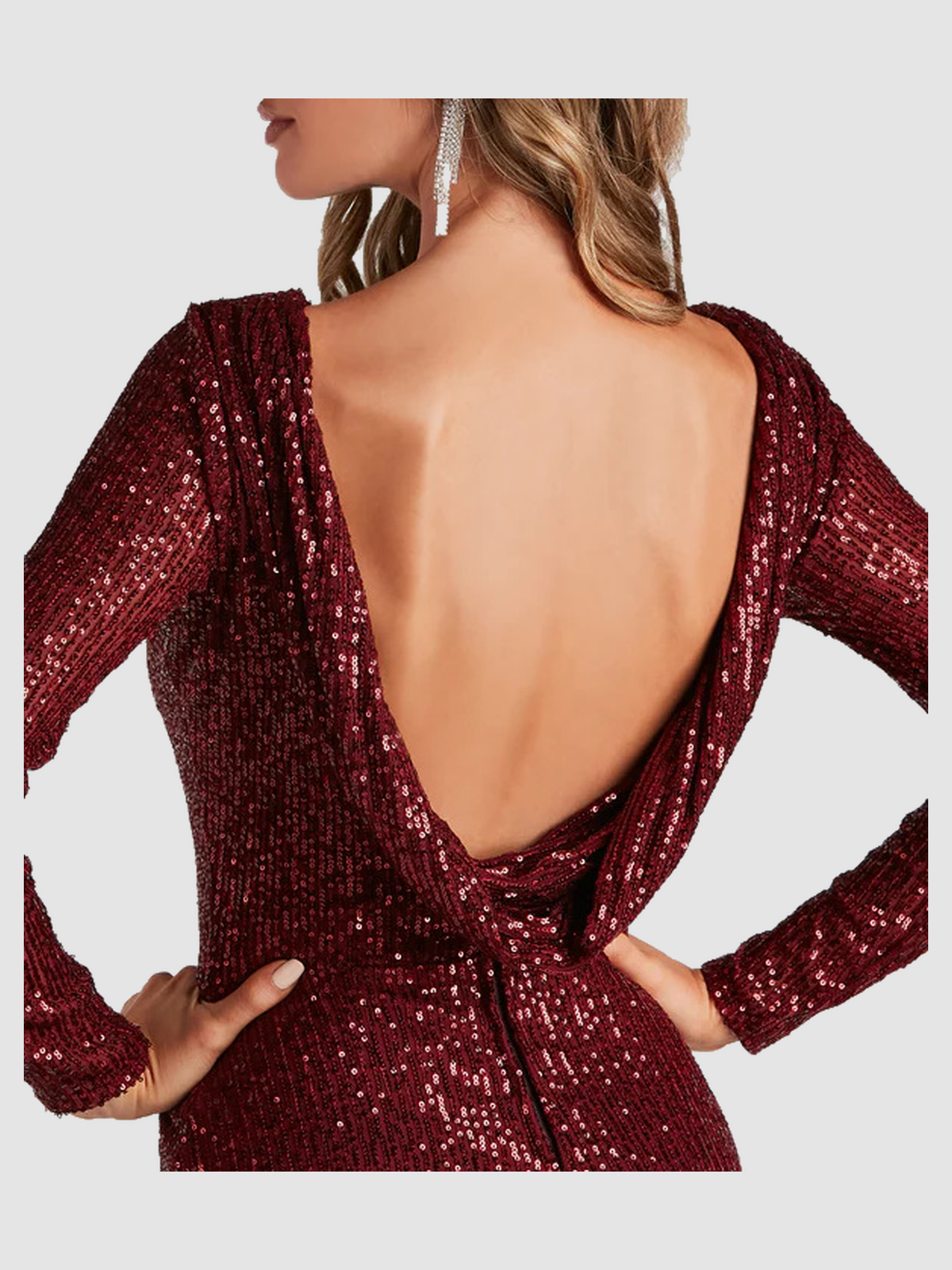 RY0204 03-detail RY0204 long-sleeve sequin slit evening gown: 03-detail