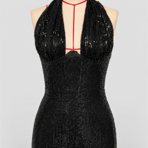 RY495 halter-neck sequin evening gown: 04-detail