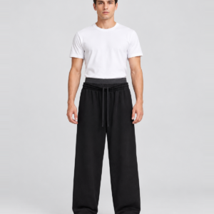 Men's Cotton Double-Waistband Wide-Leg Sweatpants — main