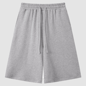 Men's 400 GSM Cotton Wide-Leg Bermuda Sweat Shorts — color heather gray