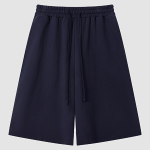 Men's 400 GSM Cotton Wide-Leg Bermuda Sweat Shorts — color navy blue