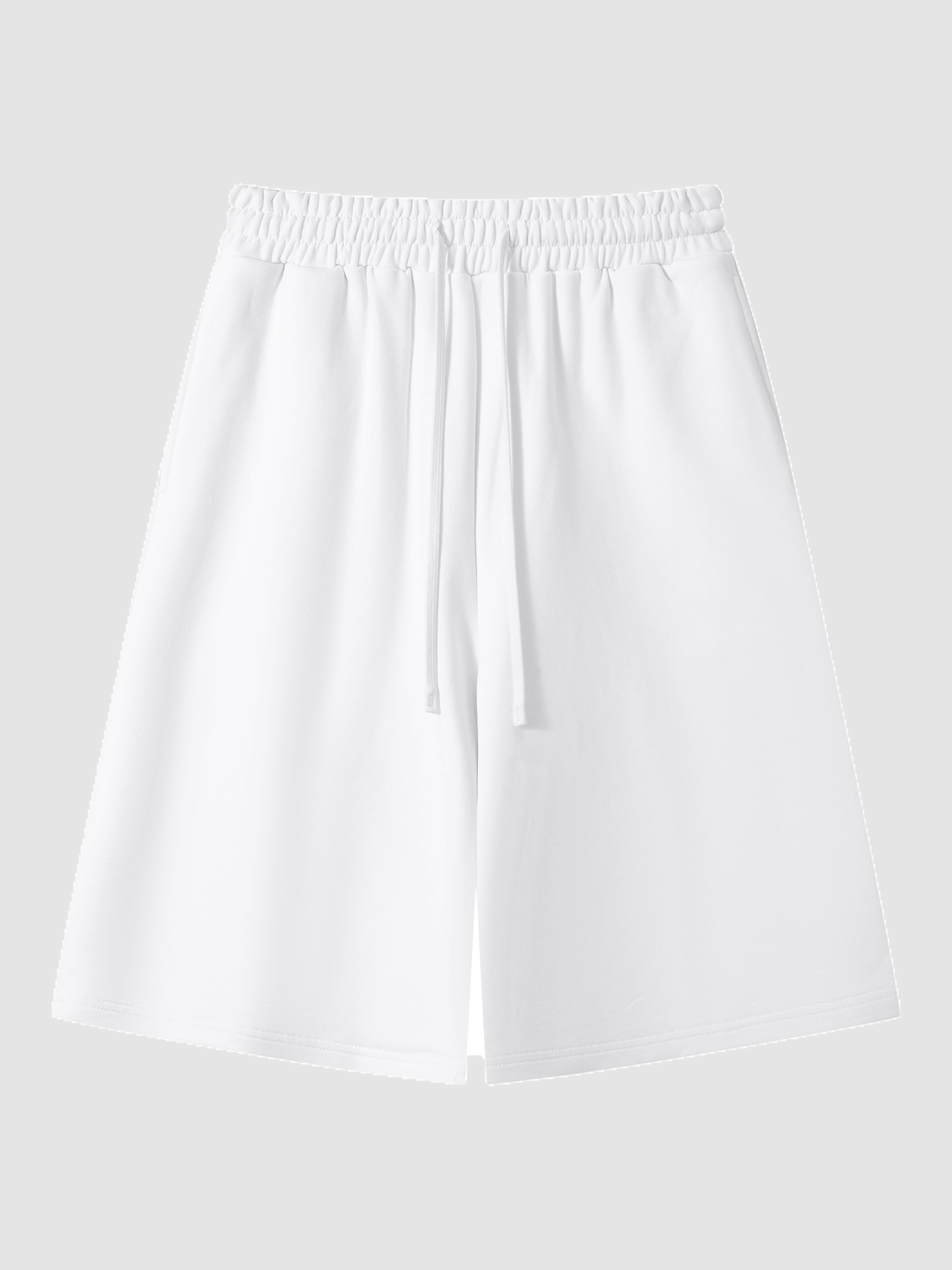 Men’s 400 GSM Cotton Wide-Leg Bermuda Sweat Shorts — color white Men's 400 GSM Cotton Wide-Leg Bermuda Sweat Shorts — color white