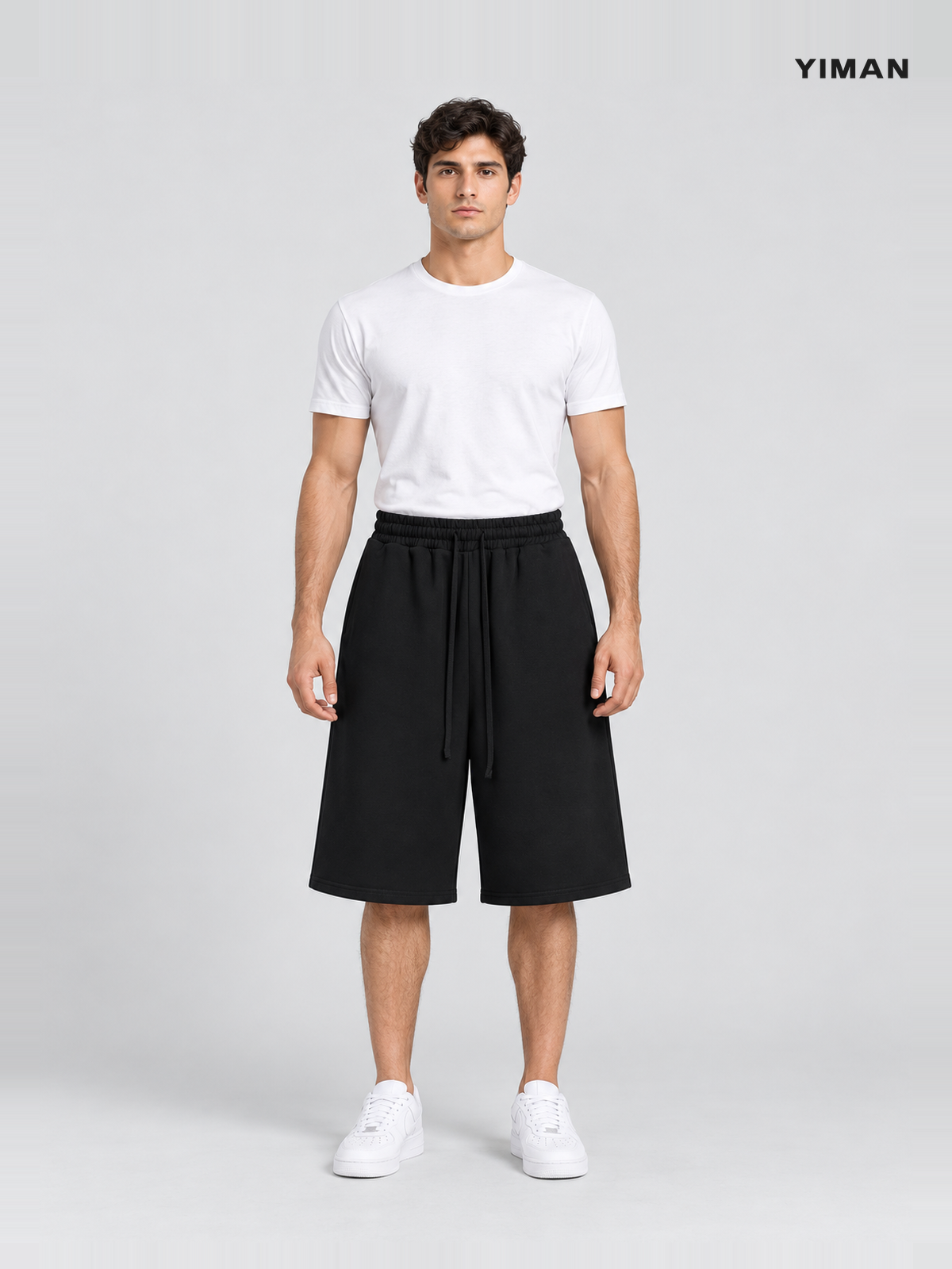 Men's 400 GSM Cotton Wide-Leg Bermuda Sweat Shorts — main Men's 400 GSM Cotton Wide-Leg Bermuda Sweat Shorts — main