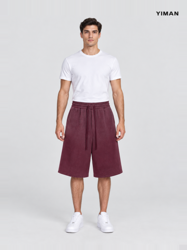 Men's 400 GSM Vintage-Wash Wide-Leg Bermuda Shorts — main