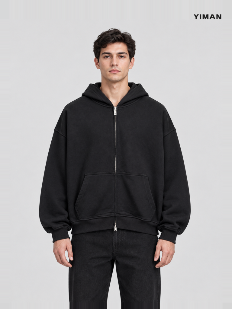 Men's 400 GSM Boxy Full-Zip Fleece Hoodie — main