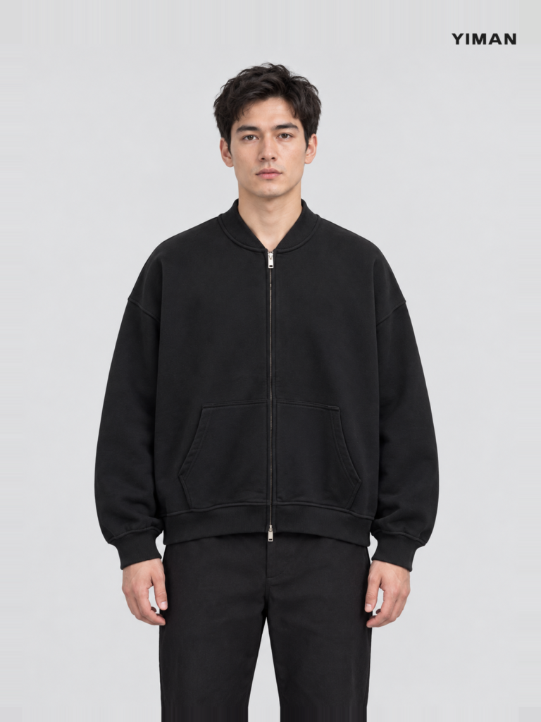 Men's 400 GSM Boxy Stand-Collar Zip-Up Sweatshirt — main