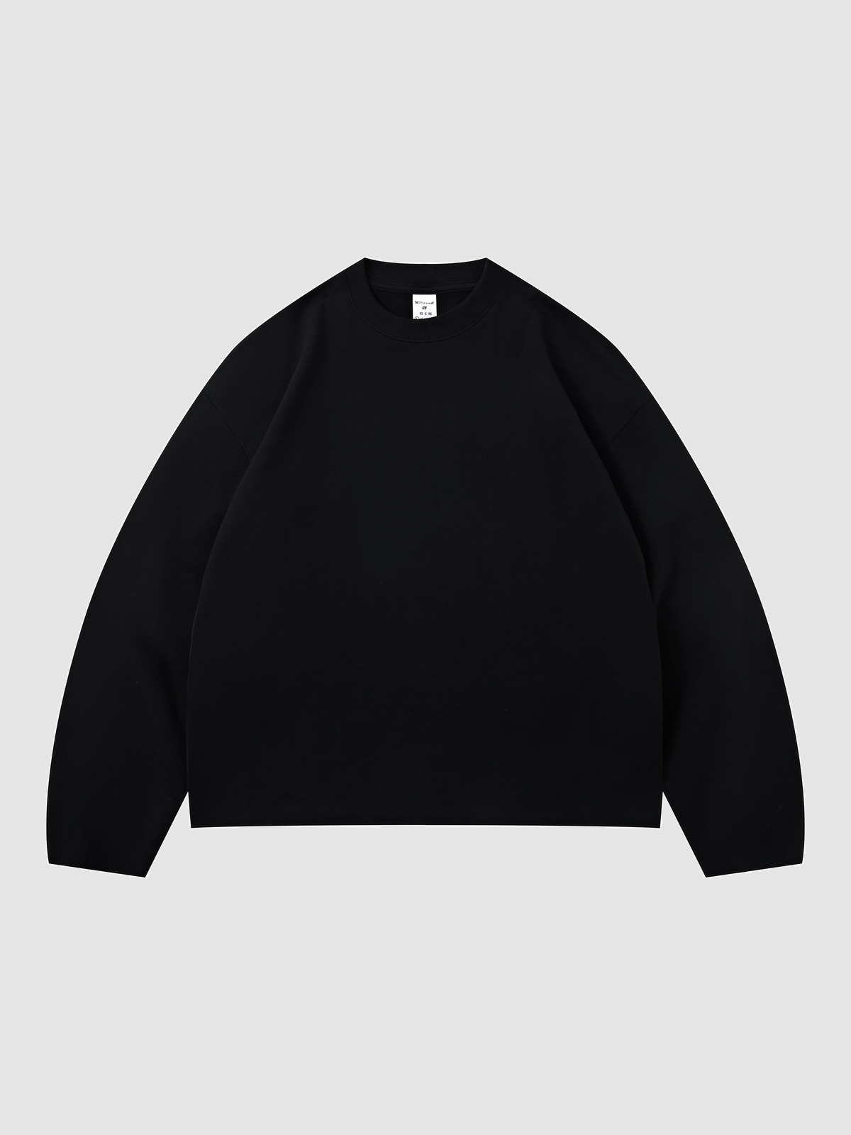 Men’s 280 GSM Cotton-Modal Curved-Sleeve Boxy Long-Sleeve T-Shirt — color black Men's 280 GSM Cotton-Modal Curved-Sleeve Boxy Long-Sleeve T-Shirt — color black