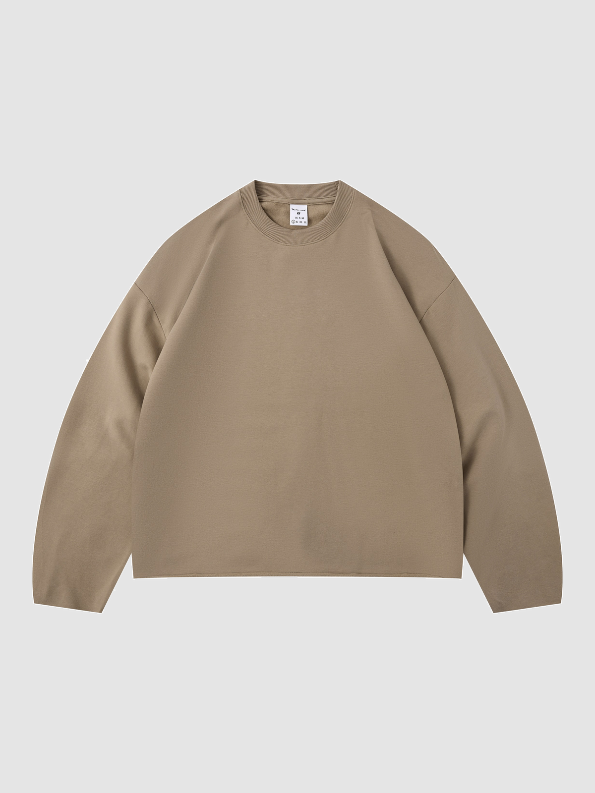 Men’s 280 GSM Cotton-Modal Curved-Sleeve Boxy Long-Sleeve T-Shirt — color dark khaki Men's 280 GSM Cotton-Modal Curved-Sleeve Boxy Long-Sleeve T-Shirt — color dark khaki