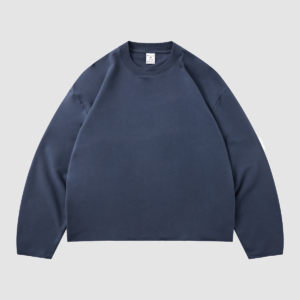 Men's 280 GSM Cotton-Modal Curved-Sleeve Boxy Long-Sleeve T-Shirt — color denim blue