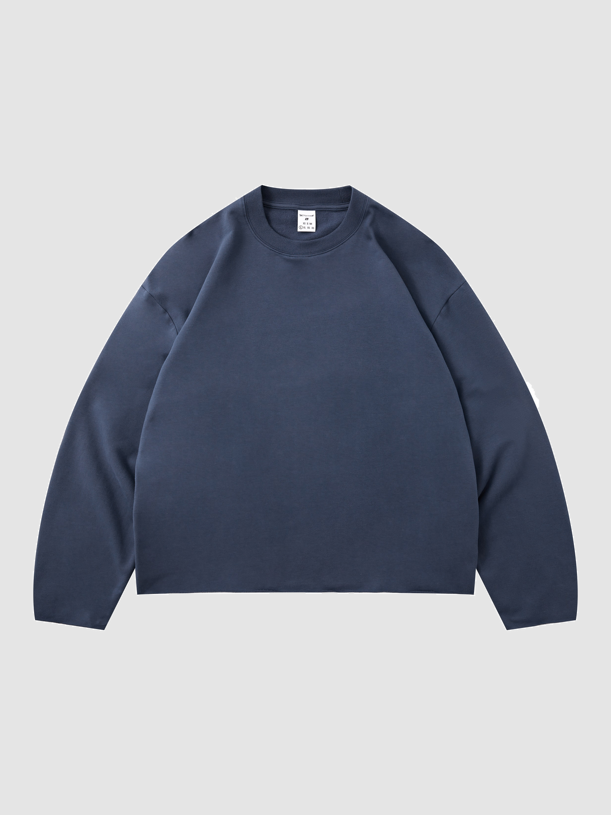 Men’s 280 GSM Cotton-Modal Curved-Sleeve Boxy Long-Sleeve T-Shirt — color denim blue Men's 280 GSM Cotton-Modal Curved-Sleeve Boxy Long-Sleeve T-Shirt — color denim blue