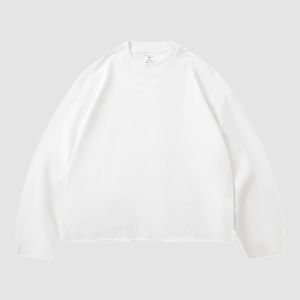 Men's 280 GSM Cotton-Modal Curved-Sleeve Boxy Long-Sleeve T-Shirt — color off white