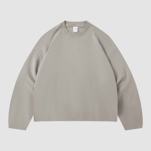 Men's 280 GSM Cotton-Modal Curved-Sleeve Boxy Long-Sleeve T-Shirt — color shale