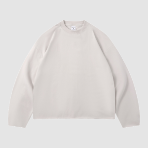 Men's 280 GSM Cotton-Modal Curved-Sleeve Boxy Long-Sleeve T-Shirt — color silver gray