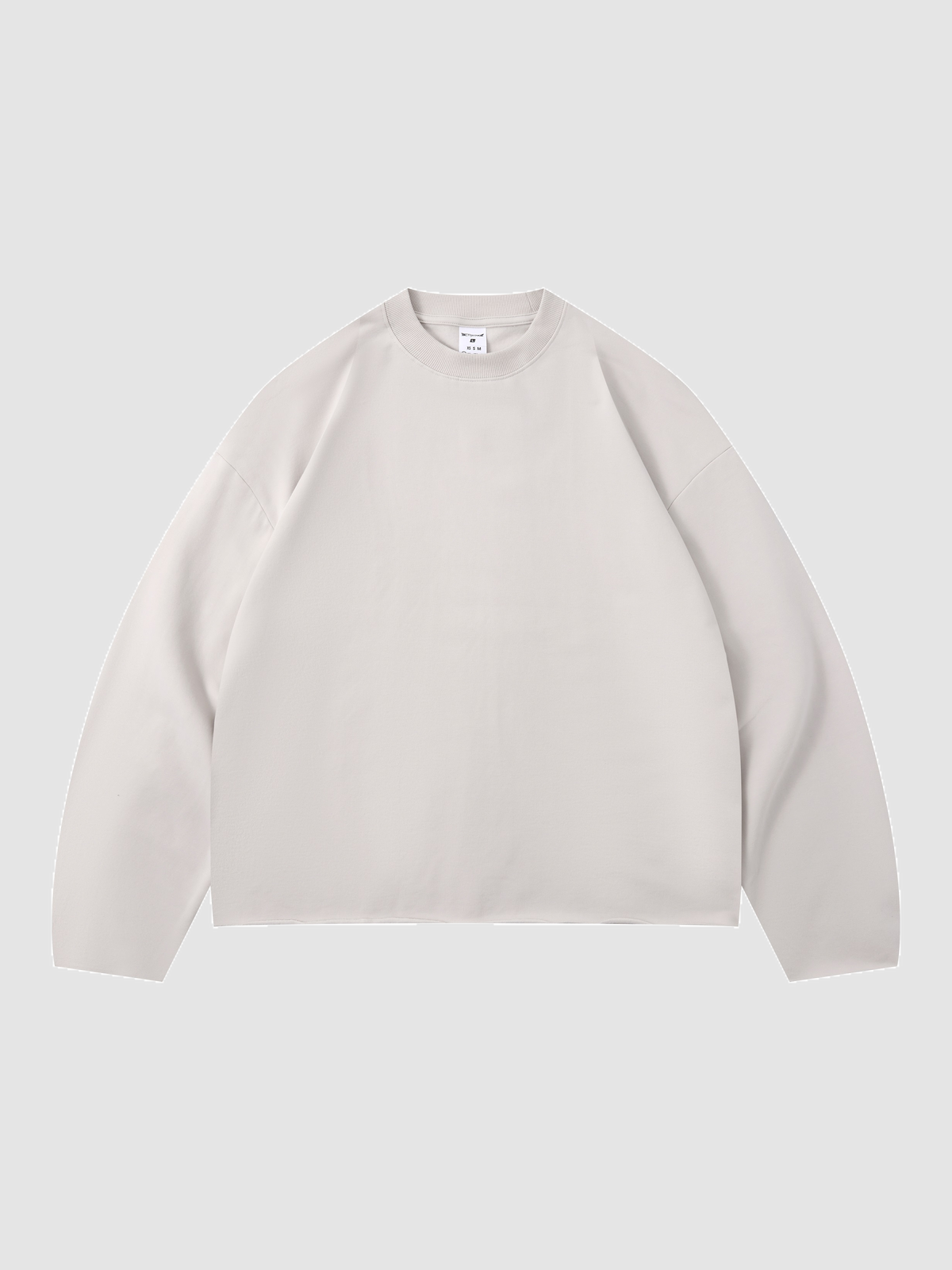 Men’s 280 GSM Cotton-Modal Curved-Sleeve Boxy Long-Sleeve T-Shirt — color silver gray Men's 280 GSM Cotton-Modal Curved-Sleeve Boxy Long-Sleeve T-Shirt — color silver gray