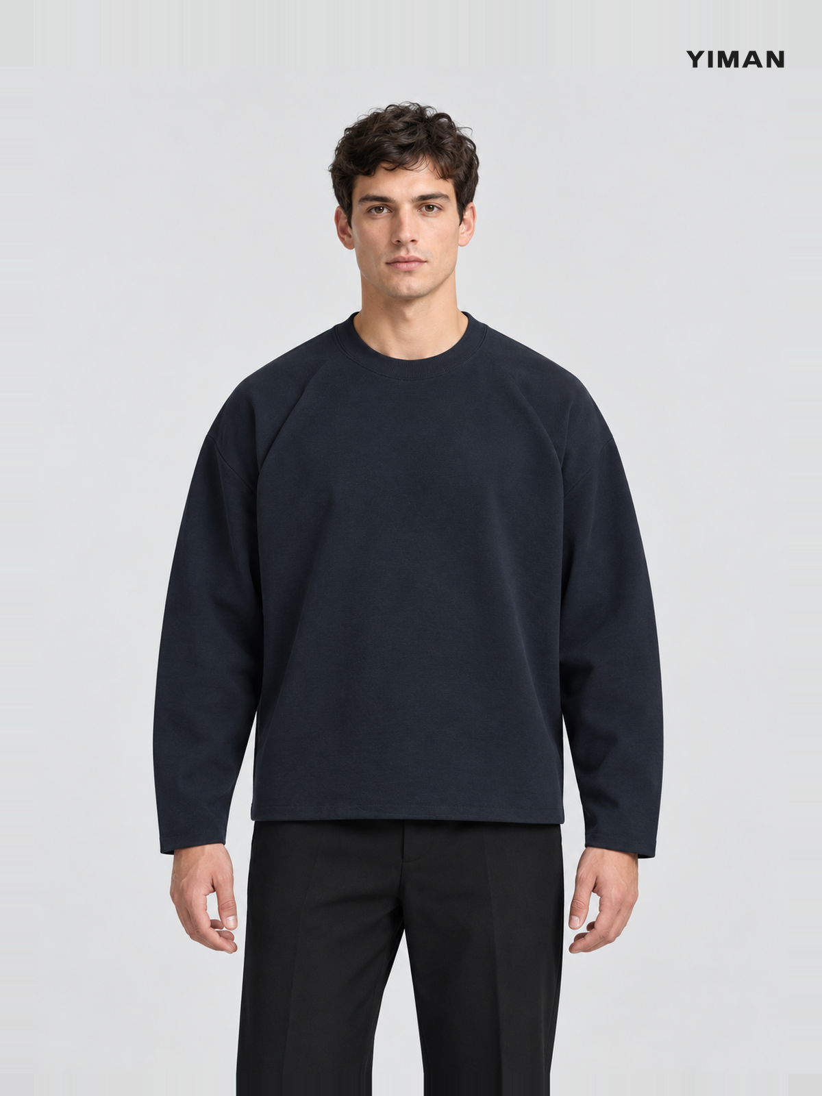 Men's 280 GSM Cotton-Modal Curved-Sleeve Boxy Long-Sleeve T-Shirt — main Men's 280 GSM Cotton-Modal Curved-Sleeve Boxy Long-Sleeve T-Shirt — main