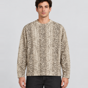 Men's 260 GSM Snake-Pattern Waffle Boxy Long-Sleeve T-Shirt — main