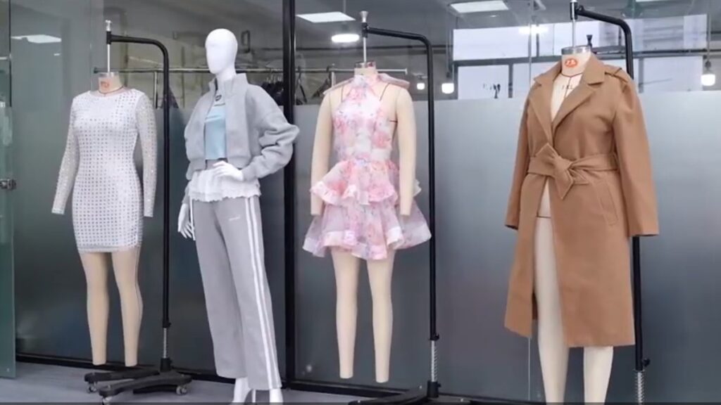 Garment samples displayed in YIMAN's Guangzhou showroom